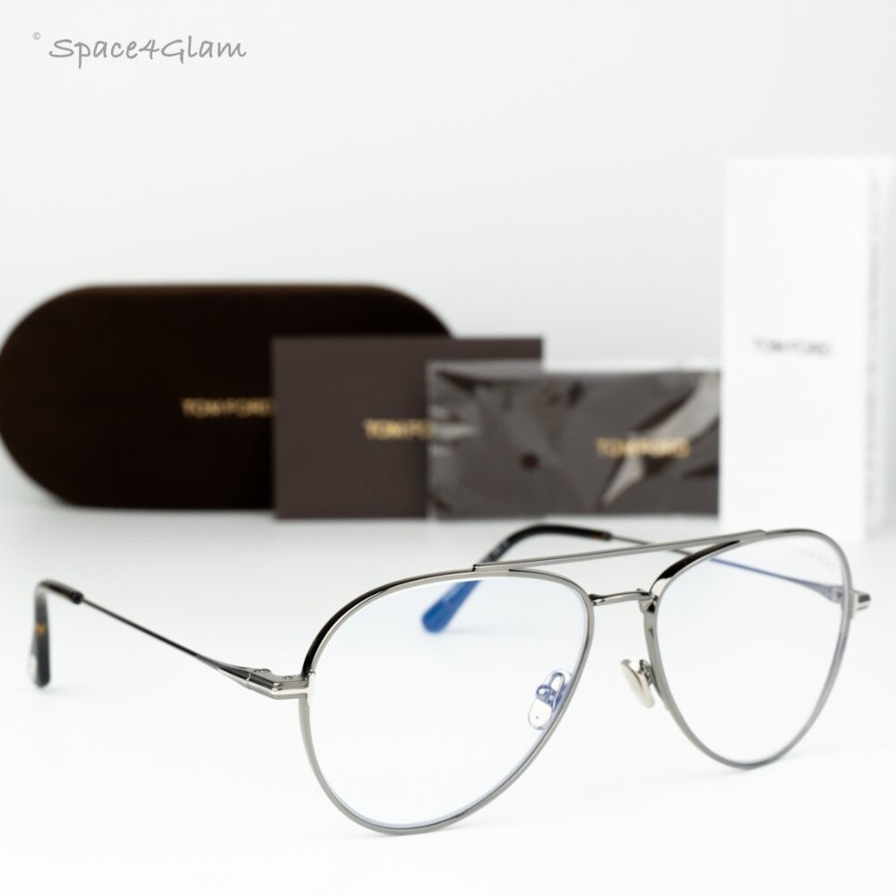 Tom Ford Men Eyeglasses Gunmetal Blue Light Block Round FT5800 008 BRAND NEW - Picture 3 of 10